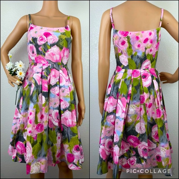 Trina Turk Dresses & Skirts - Trina Turk Watercolor Roses Floral A-Line Pleated Dress